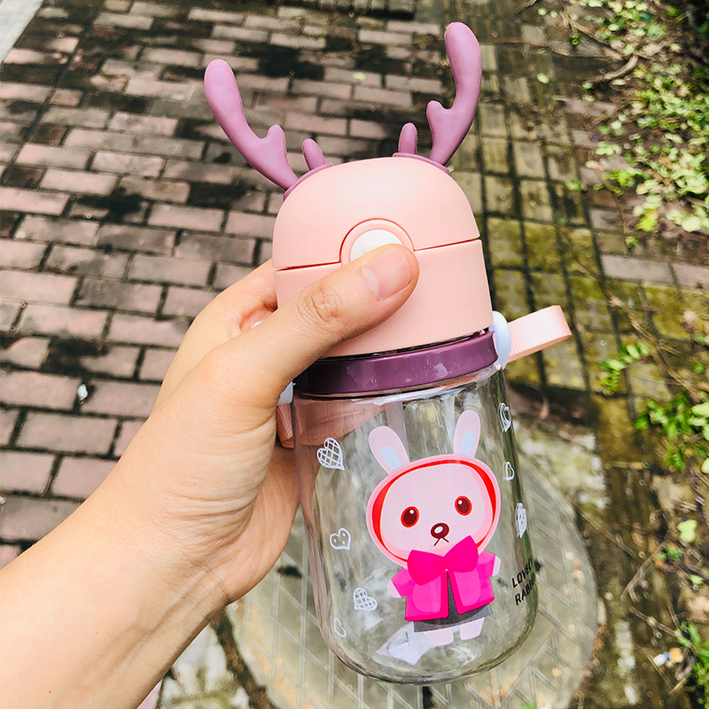 Baby Bottle Anti Colic Air Vent Wide Neck Natural Nursing Feeding Bottle for Infant BPA Free 280/320ml Baby Care with Strap: Pink Deer