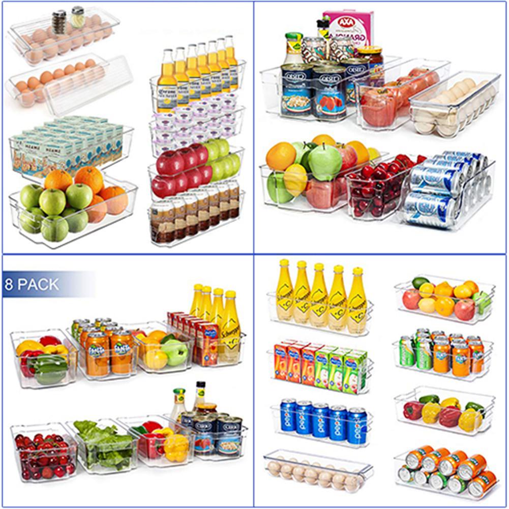 Clear Pantry Organizer Bins Household Plastic Food Storage Basket Box For Kitchen Countertops Cabinets Refrigerator Freezer