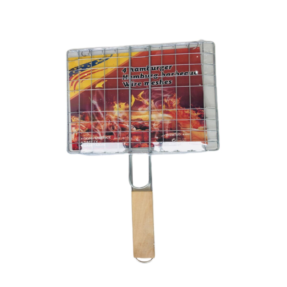 Outdoor Barbecue Tool Rvs Omkeerbare Hittebestendig Houten Handvat Barbecue Gegrilde Vis Clip: Default Title