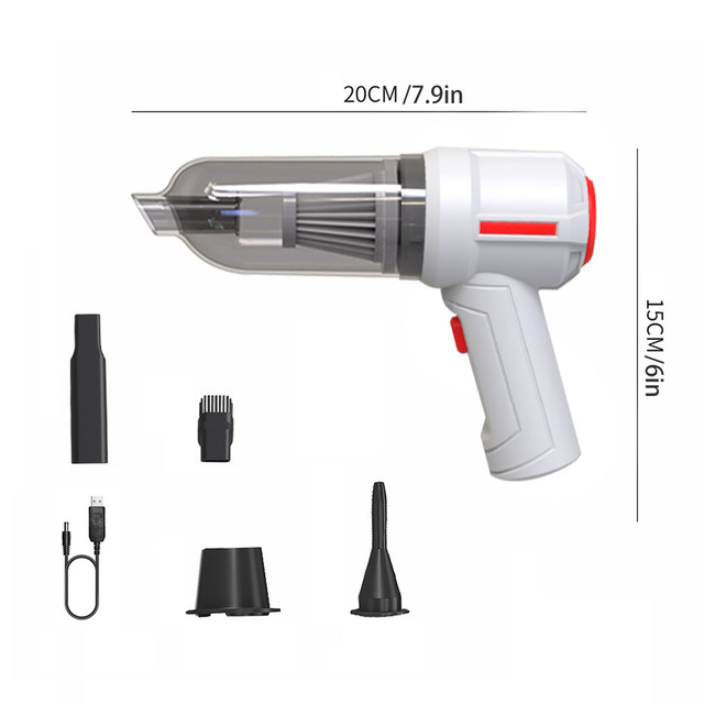 4-In-1 Draadloze Air Duster Usb Dust Blower Handheld Dust Collector Oplaadbare 9000Pa Portable Voor Pc laptop Auto Schoon Toetsenbord: 9000pa White