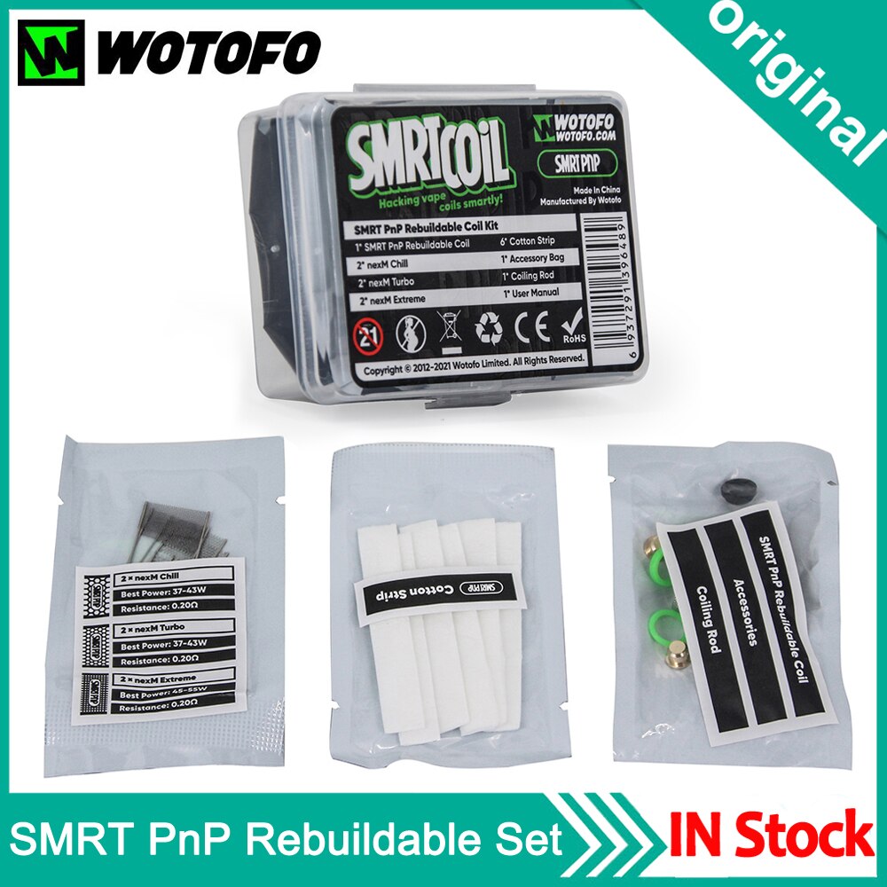 Original Wotofo SMRT PnP Holt Mesh Spule Set Extreme Turbo Chill Spule Baumwolle Rebuild Kit Für Wotofo SMRT PnP Pod kit