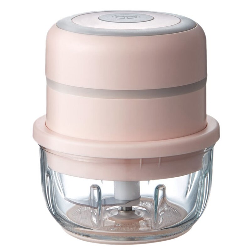 Cordless Electric Mini Food Slicer 150ML,Gl Bowl for Meat Vegetable: Pink