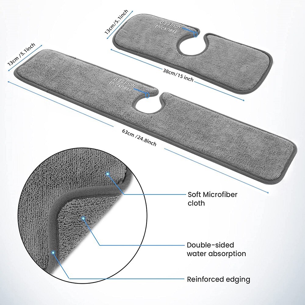Tapis absorbant pour évier de cuisine, en microfibre, protection contre les éclaboussures de robinet, de comptoir, pour le séchage de la cuisine, de la salle de bain, 4 tailles