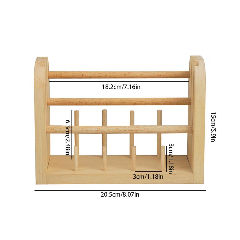 Wooden Thread Rack Thread Spool Holder With Horizontal Rotating Spindles And Vertical Static Spindles For Organizing Embroidery