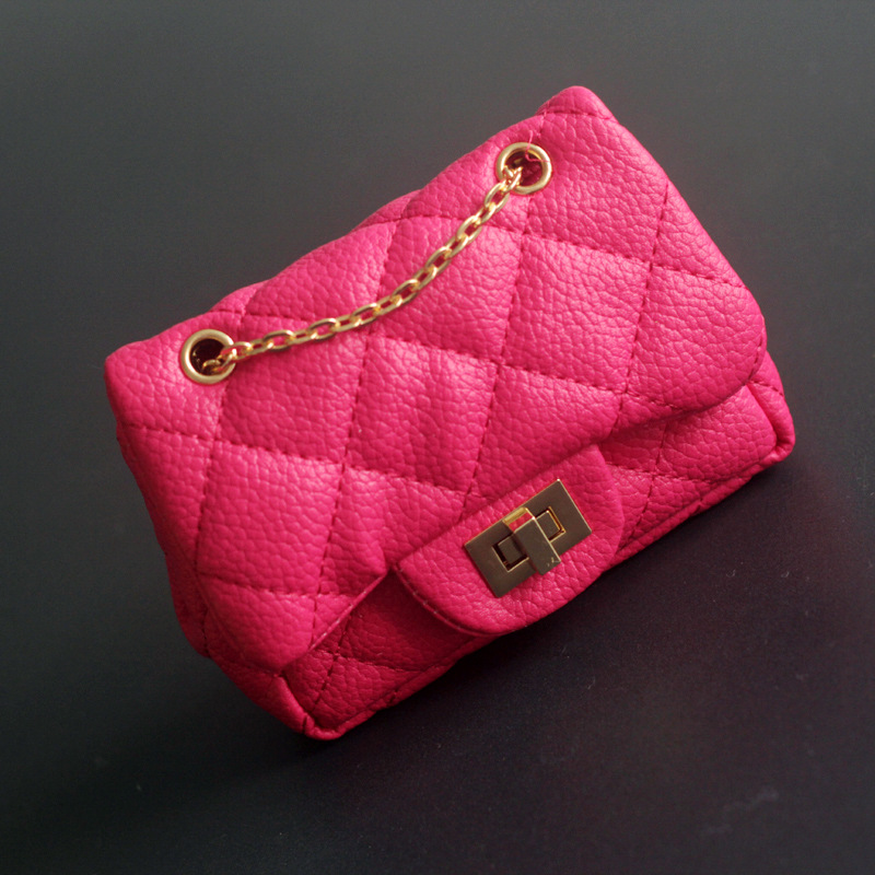 Meisjes Mini Handtas Kinderen Schoudertas Mode Bloem Klinknagel Glitter Metalen Ketting Emmer Kid Flap Bag Shiny Party Baby Portemonnee: Rose Red 3