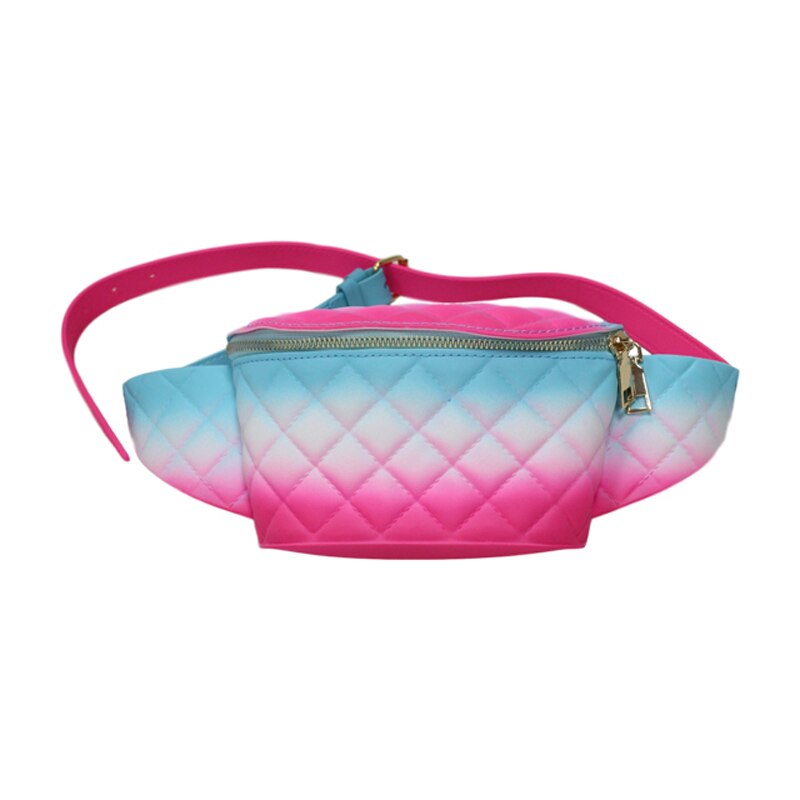 Ladies Transparent Jelly Rainbow Purse Waterproof Beach Waist Bag Pvc Jelly Candy Pink Fanny Pack Sport Fanny Packs for Women: color B