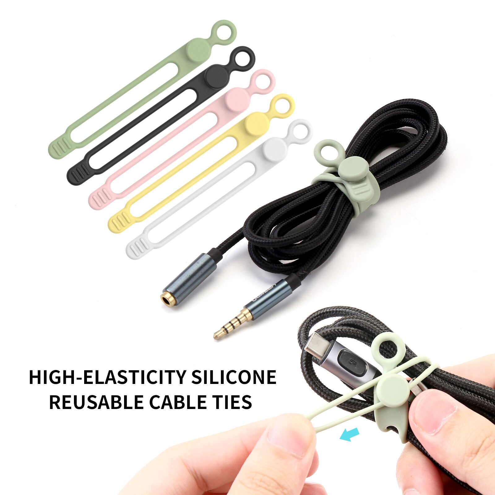 UMUST Bridas para cables de silicona, organizador de cables, correas para cables, bridas para cables reutilizables, organizador de cables de viaje, bonita brida elástica, bridas para cables