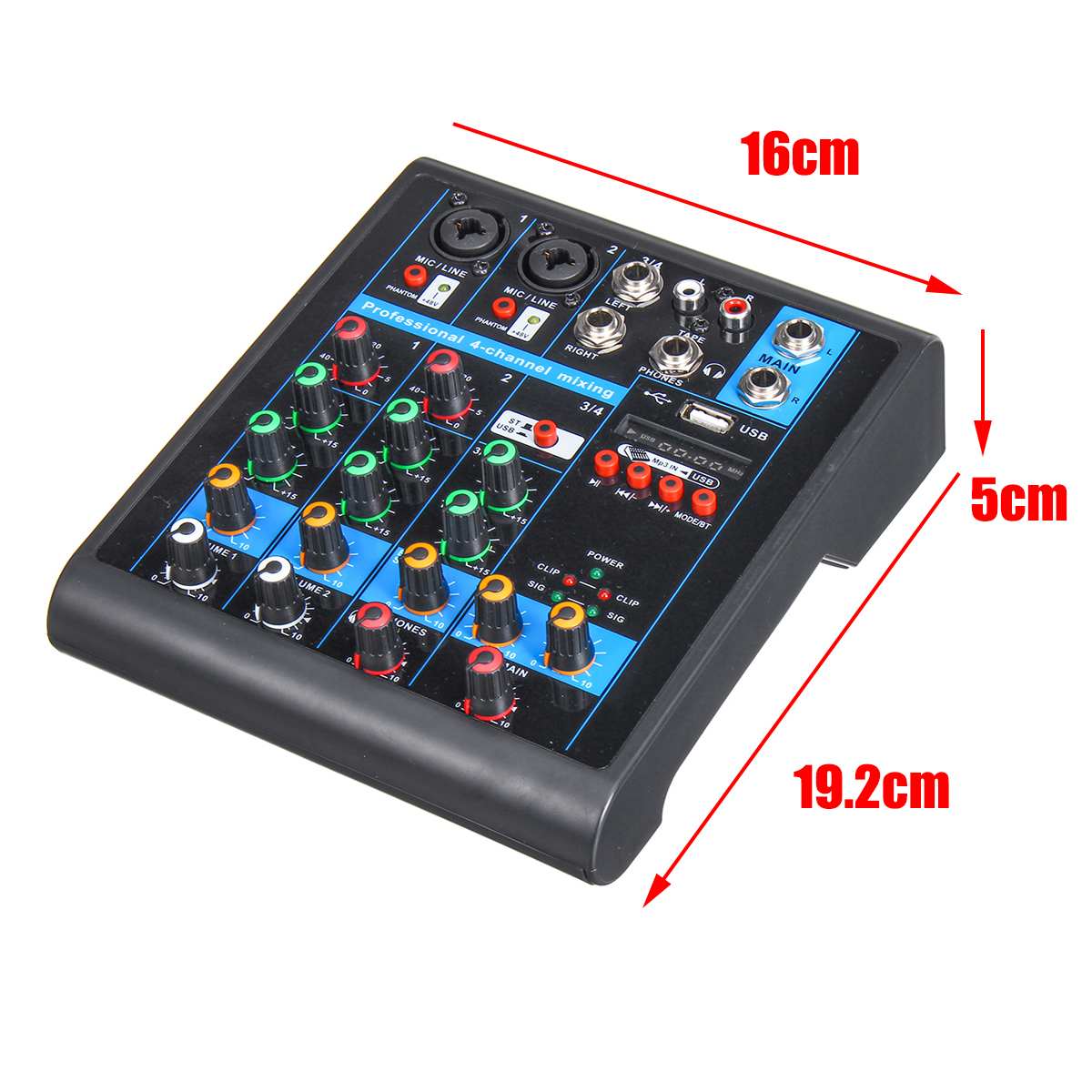 Mini Draagbare Audio Mixer Met Usb Dj Sound Mixing Console MP3 Jack 4 Channel Karaoke 48V Versterker Voor Karaoke ktv Match Party