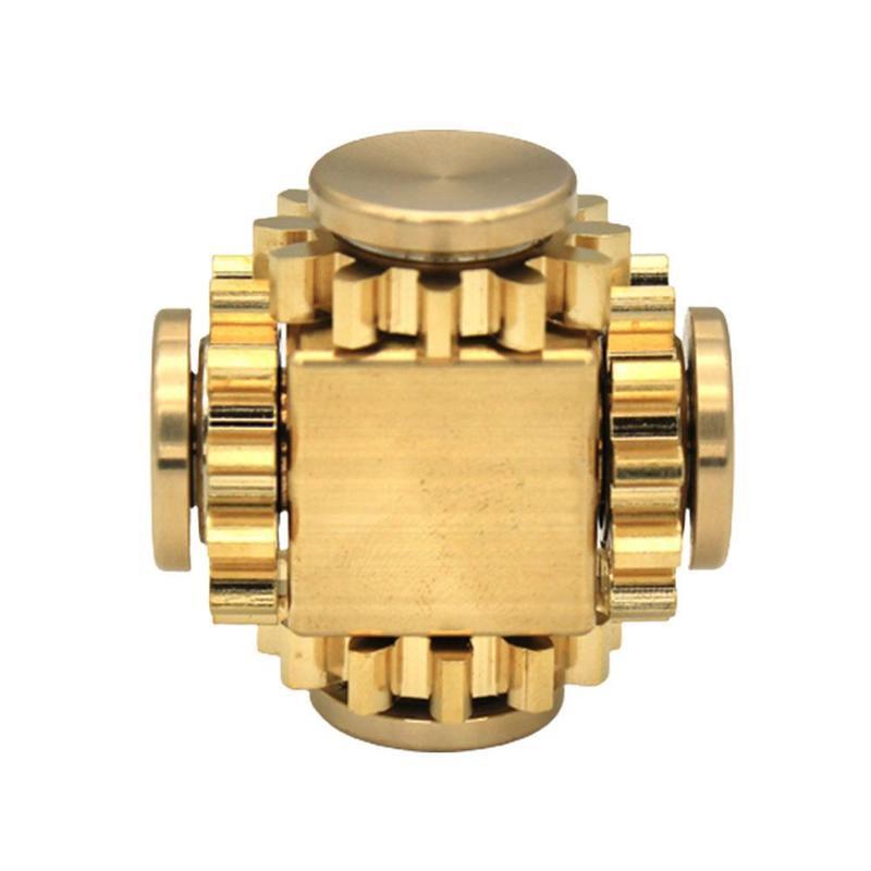 Fingertip Gyro Gear Linkage Cube Pure Copper Finger Mechanical Gyro Adult Decompression Toy Fingertip Gyro: Default Title