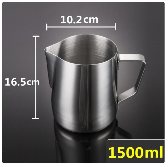 Non Stick Stainless Steel milk pitcher Milk Frothing Espresso Coffee Barista Craft Latte Cappuccino coffee pitcher milk cup: 1500ML
