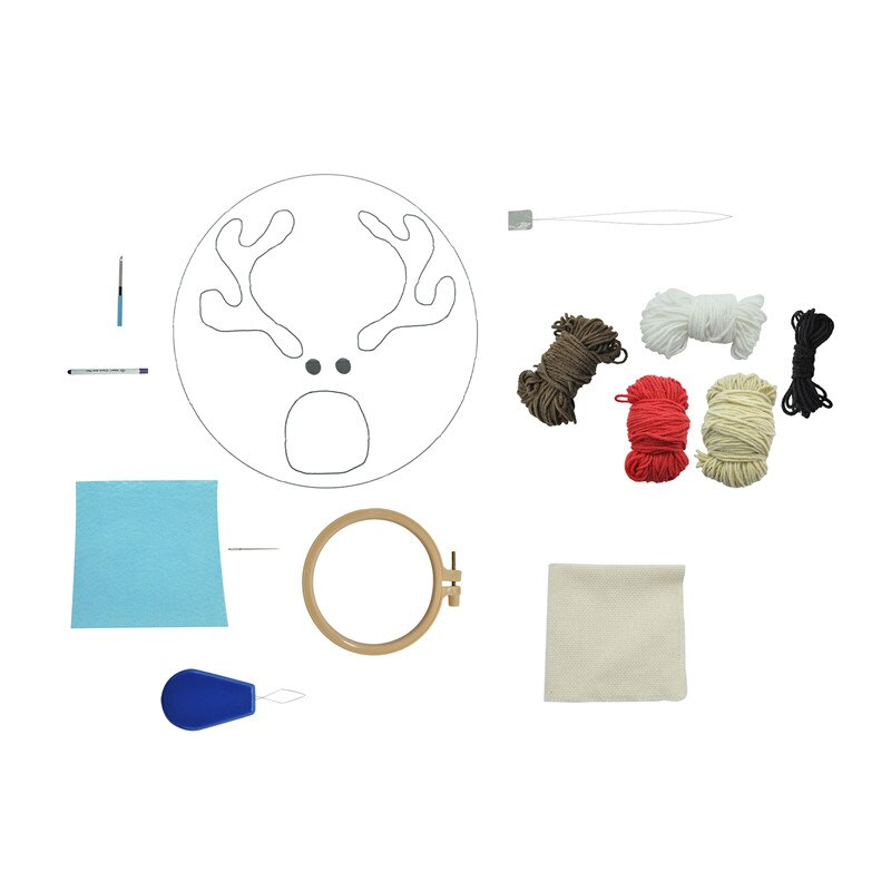 Embroidery Starter Kit Full Set-Magic Embroidery Pen Punch Needle,Hoops,Threads,Stitching Punch Pen Set Craft Tool For Beginner: Elk