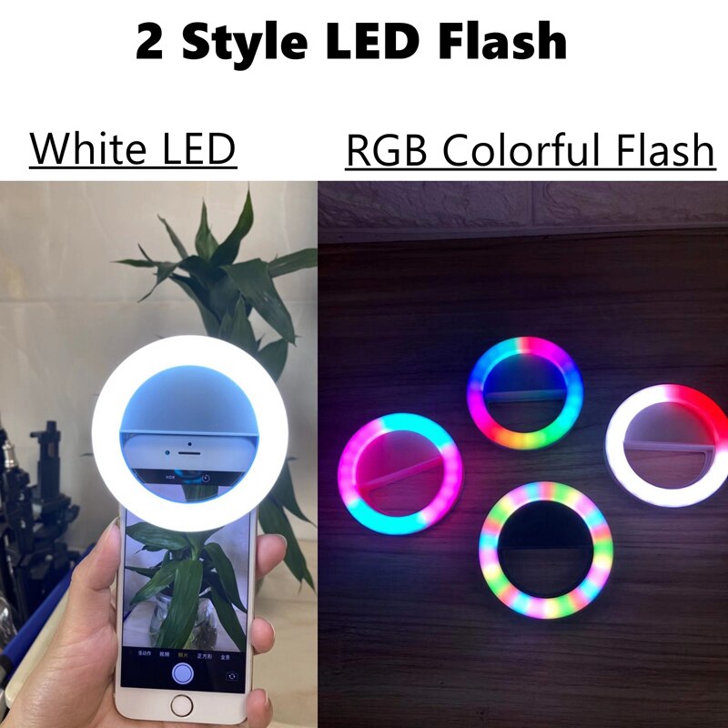 Oplaadbare Rgb Led Ring Mobiele Telefoon Selfie Ring Flash Lens 3-Niveau Helderheid Vullen Licht Lamp Clip-On voor Smartphone Licht 3.3