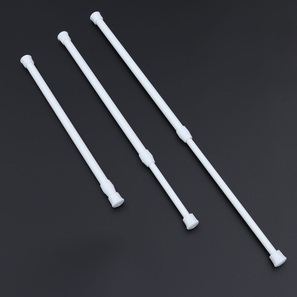 3pcs Extendable Cupboard Bars Tensions Rod Spring Curtain Rod Adjustable Width 11.8-20 Inches (White)