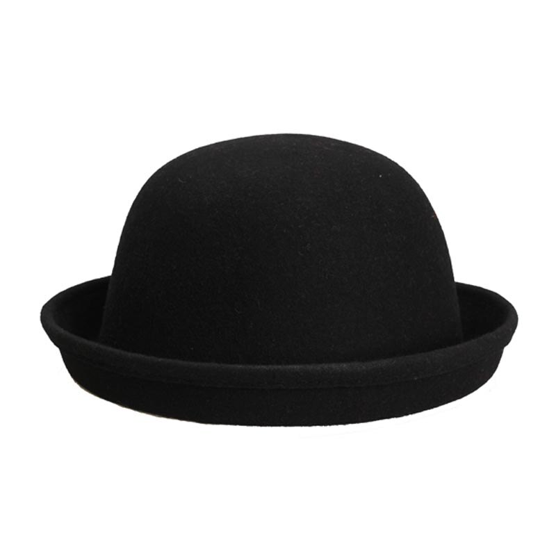 Vintage Women Men Woolen Roll Brim Bowler Hats Unisex Billycock Classic Hat SER88
