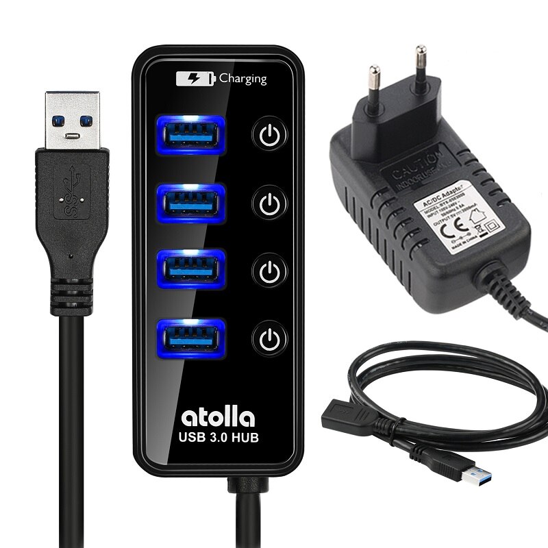 Atolla usb 3 0 hub met power adapter 4 1 data o grandado