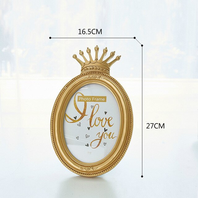 Luxe gouden kroon fotolijst barokstijl huisdecoratief certificaat hars fotolijst muur desktop decoratie 3/6/7 inch: 3