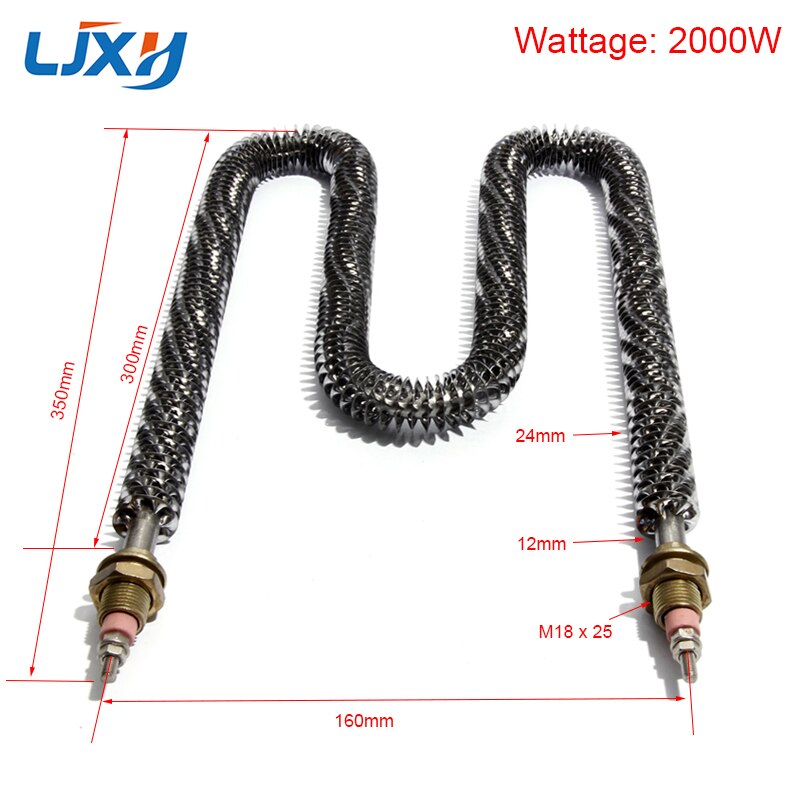 LJXH W Type Finned Heater Heating Element for Air 1500W 2000W 2500W 3000W 3500W: 380V / 201SS with COPPER / 350mm 2000w