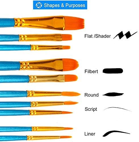 10Pcs artist paint brush Paint brush acrylic oil watercolor, human face painting, beginner/children crafts supply