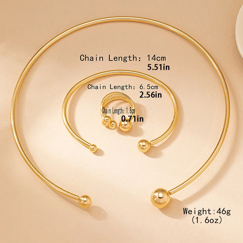 Zestaw biżuterii dla kobiet gładkie otwarcie minimalistyczny pierścionek bransoletka naszyjnik moda geometryczna impreza prezent świąteczny DS012