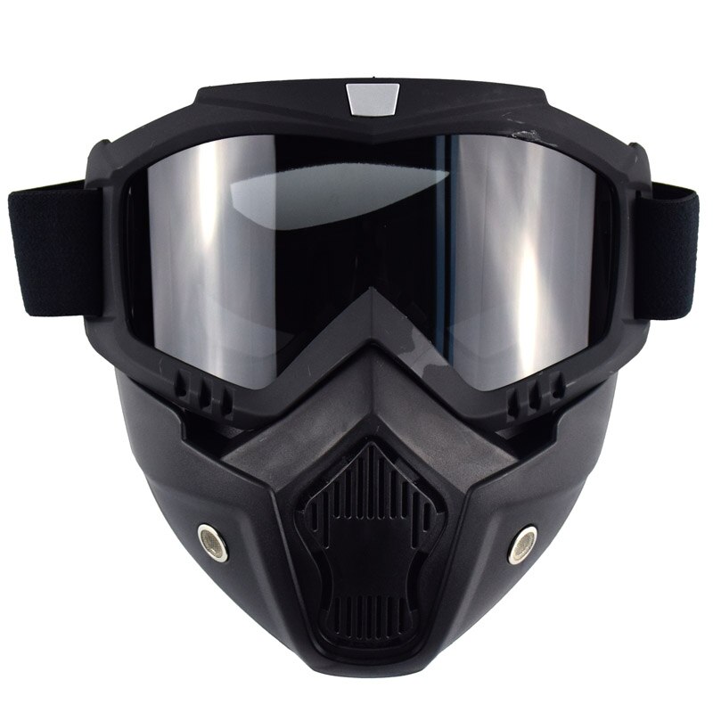 Lunettes de moto rétro anti-poussière Anti-UV, masque de Motocross, filtre de respiration modulaire détachable, masque pour casque ouvert: MJG-020-Black