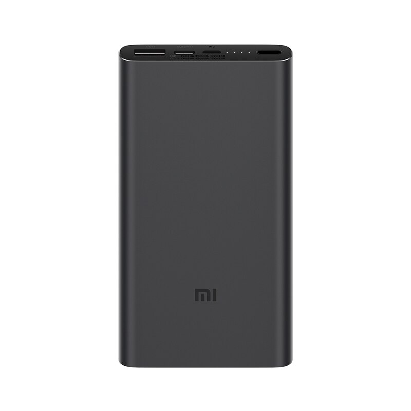 Xiaomi Power Bank 3 10000mAh PLM12ZM USB Type C QC3.0 Fast Charging Mi Powerbank 10000 Portable Charger Poverbank: Black