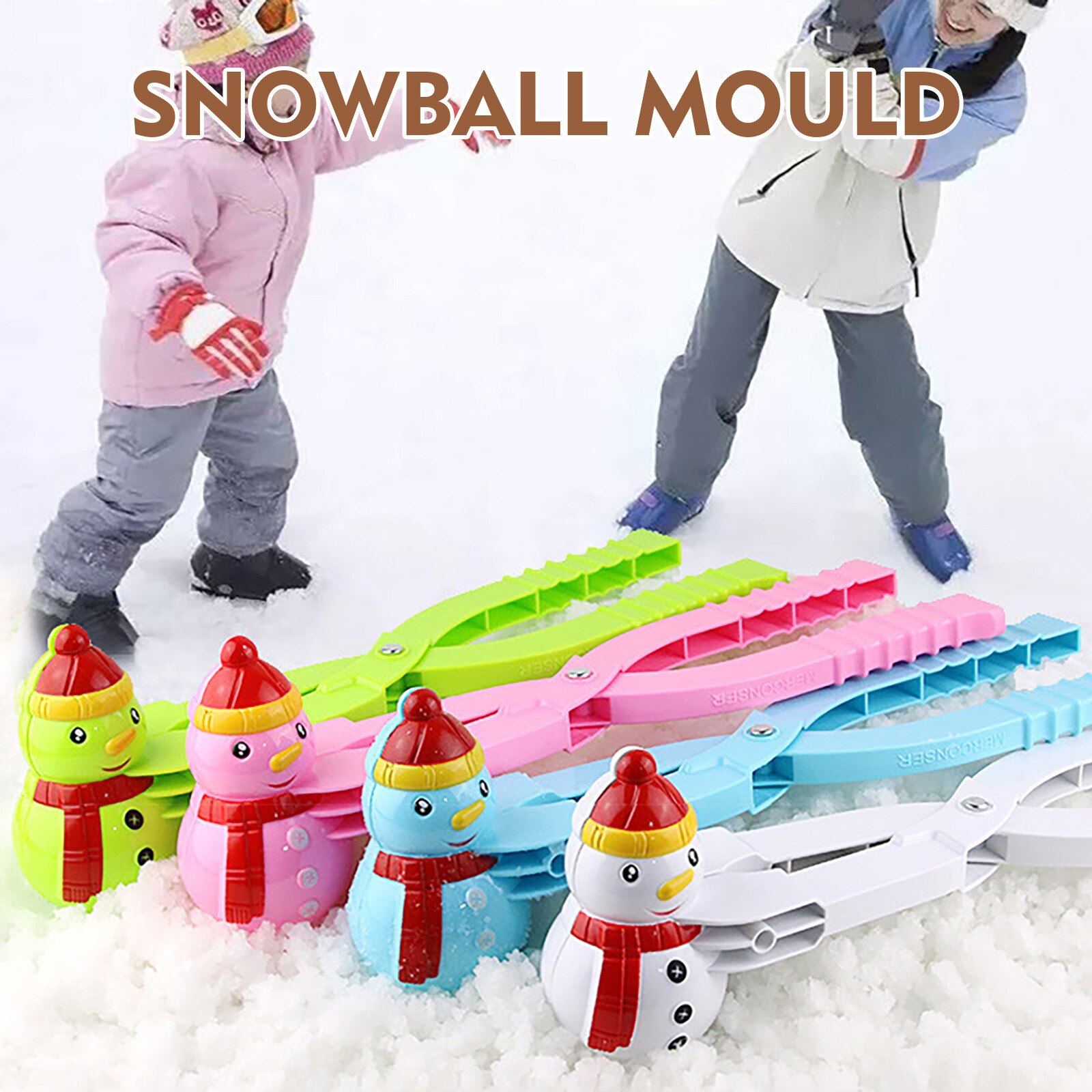 Karikatur Schneemann Schneeball Hersteller Clip Schneemann Geformt Schnee Sand bilden Werkzeug Winter freundlicher draussen Spaß Sport Spielen Schnee Werkzeug