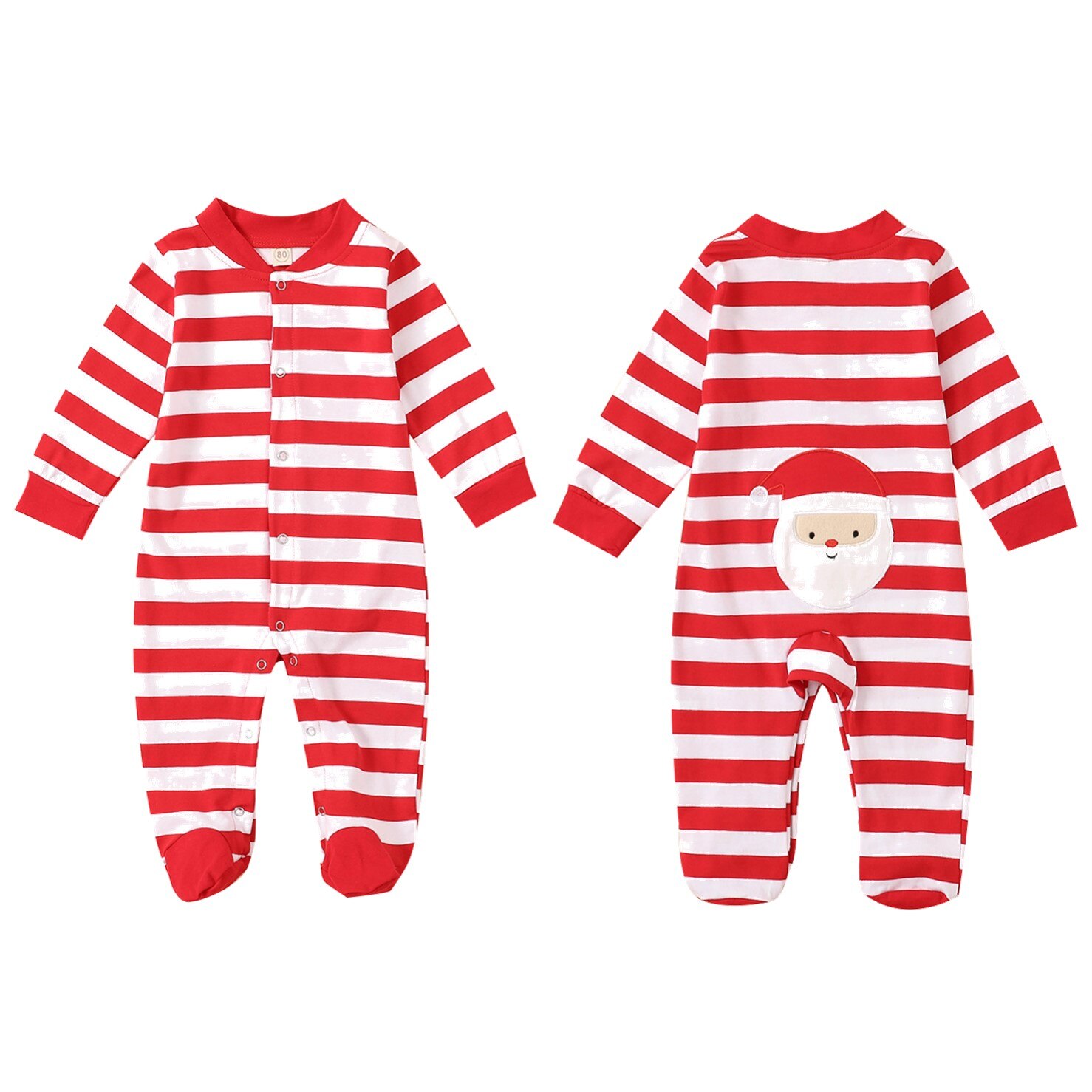 Pudcoco winter kerst baby jongens meisjes rode streep rug kerstman print lange mouwen voetballen enkelrijs