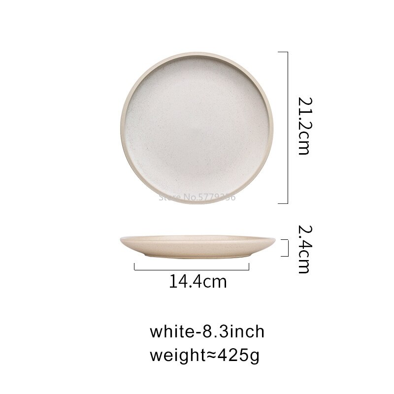 8.3/10inch Porcelain Dinner Plates Set Pizza Pasta Serving Plates Matte Glaze Steak Dessert Dishes Tableware