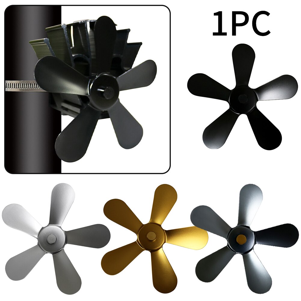 Burner Efficient Energy-Saving Aluminum Wood Stove Warm Fireplace Fan 5 Blades Low Noise Winter Heat Powered Household Modern