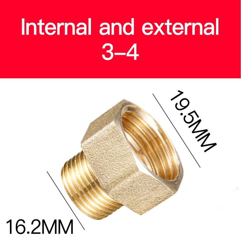 Adaptador de cobre de 1/8 ", 3/8", 1/2 ", 3/4", macho y hembra, Conector de conector de tuberías de latón reductor, adaptador de Gas y aire, presión de agua y combustible: 3-4