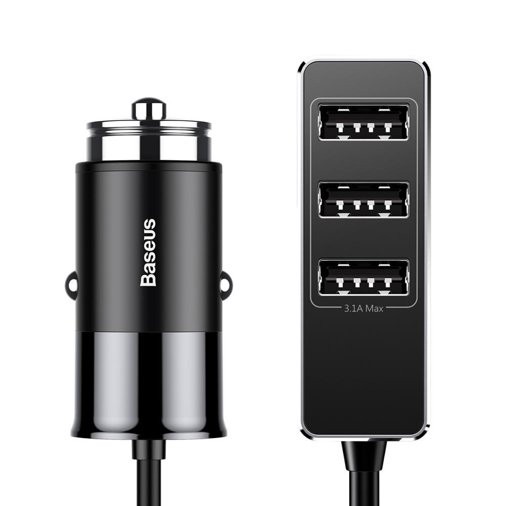 Baseus Autolader 5.5A Snel Opladen 4 Usb-poorten Uitgang Tablet Mobiele Telefoon Auto Usb Lader Adapter Opladen Voor Ip voor Xiaomi: black