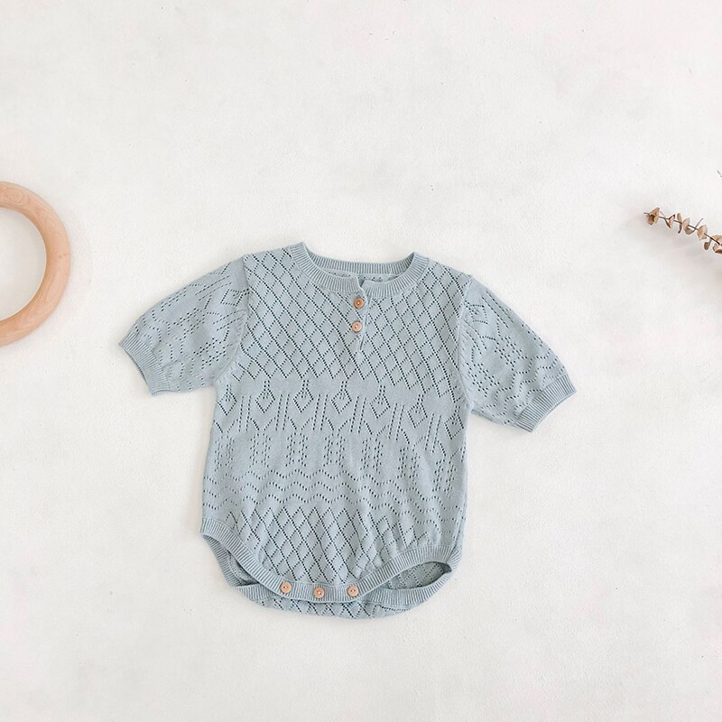 Milancel Zomer Baby Jongens Kleding Gebreide Airconditioner Baby Kleding Puur Katoen Peuter Bodysuit: Blauw / 12m