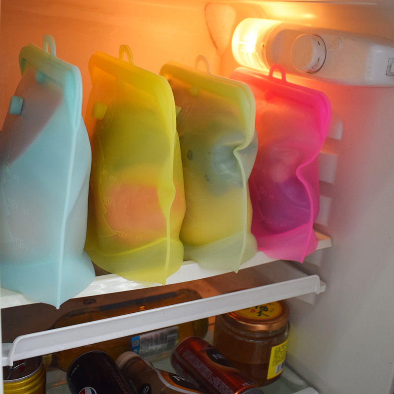 Reusable Silicone Food Bag Leakproof Storage Bag Food-grade Silicone Fresh Bag Containers Food Freezer Snack 500ml/1000ml/1500ml