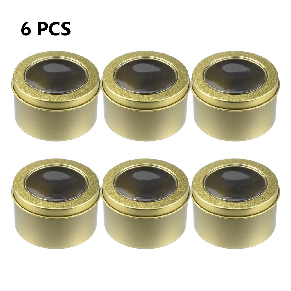 6Pcs Candle Making Tins 104ml Empty Storage Jars With Screw Lids Clear Round Container DIY Sample Jar Tinplate Arts Crafts Box: F
