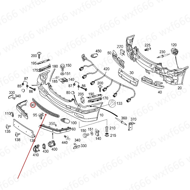 Front bumper ventilation net Lower net Front bumper grille Class C W203 C200 C260mer ced es-be nzC280 Front bumper Intake grille