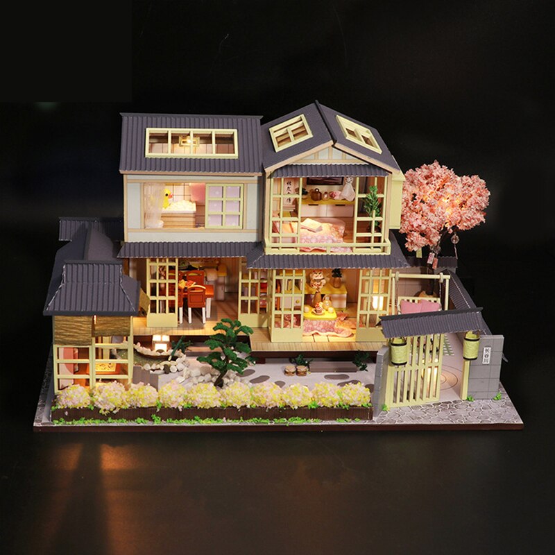 Bricolage maison de poupée Miniature Kit maison de poupée meubles 1:24 3D à la main en bois modèle Vintage assemblage jouets d'anniversaire pour les enfants