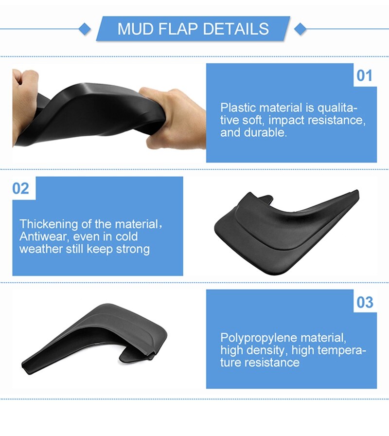 X AUTOHAUX Pair/2PCS Black Plastic Universal Automobile Car Mud Flaps Mudguards Splash Guards Fit For Most Car Truck