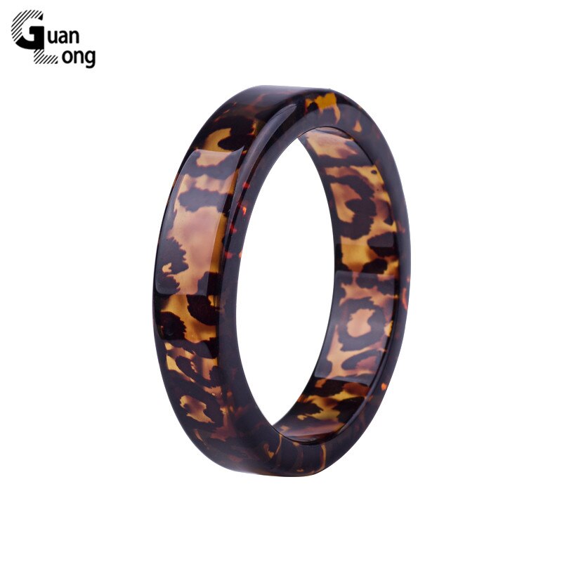 Guanlong klasyczny moda żywica mankietów bransoletki bransoletki dla kobiet wzór w cętki akrylowe szerokie geometryczne bransoletki urok biżuterii