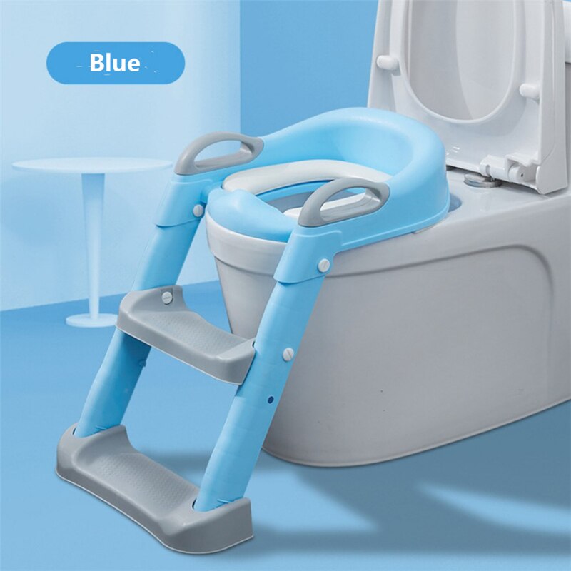Baby Potty Training Seat Folding Children Pot Infant Baby Potty Seat with Ladder Baby Toilet Training Chair for Baby Boys Girls: Blue