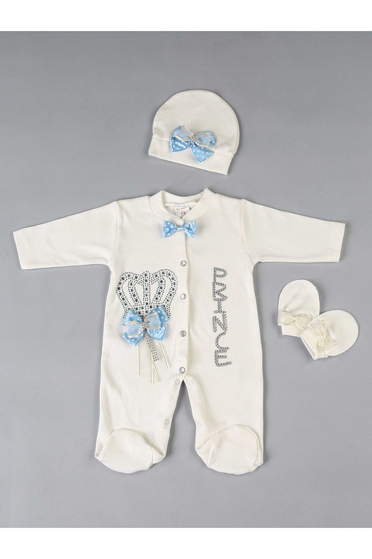 Blauwe Baby Rompertjes Jongen Prins Pasgeboren Kleding 3 Delige Set Katoen Zachte Antiallergische Stof Van Soorten Kleding Modellen Voor Baby 'S: 6 9 month