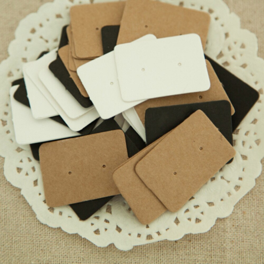 50 Stuks 2.5*3.5Cm Kraftpapier Oor Stud Hang Tag Sieraden Display Card Oorbel Kraftpapier Tag Oor ring Papier Hang Prijskaartje