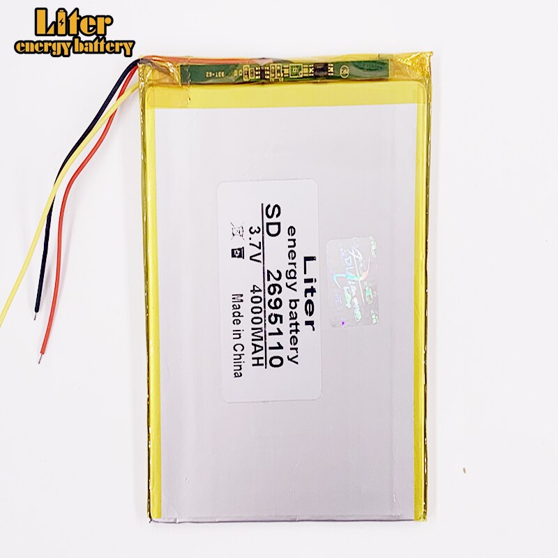 3 line 2695110 3.7V 4000MAH lithium polymer battery MP3 MP4 battery recorder Rechargeable batteries Tablet battery