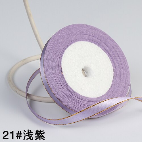 Rouleau de 22 mètres/rouleau, 1cm de largeur, bleu lac, Champagne, bord or, ruban, boîte pour gâteau de mariage, accessoires pour cheveux, emballage floral à faire soi-même: light purple
