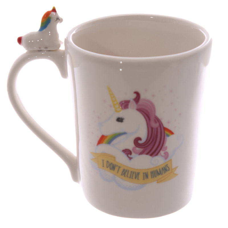1 pièce je ne crois pas en humains mignon excentrique arc-en-ciel licorne tasse bureau café tasse magique cheval tasse