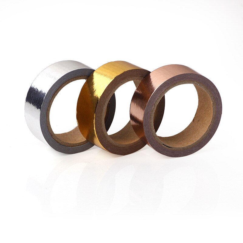 15mm x 5m rosa Ggold abbronzante argento caldo e nastro di carta album di ritagli fai-da-te nastro di cancelleria diario di natale nastro decorativo