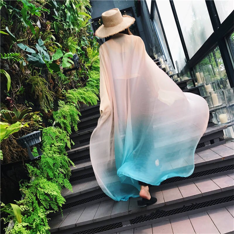 Sommar multifunktion stor sjal chiffong strandhanddukar enkel stil bikini täcka upp sarong klänning pareo strand utomhus rekvisita