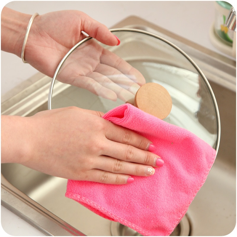 1 Pcs Anti-greasy Microfiber Wash Cloth Dishcloth Clean Towel Kitchen Washing Cleaning Cloth Scouring Pad Random Color