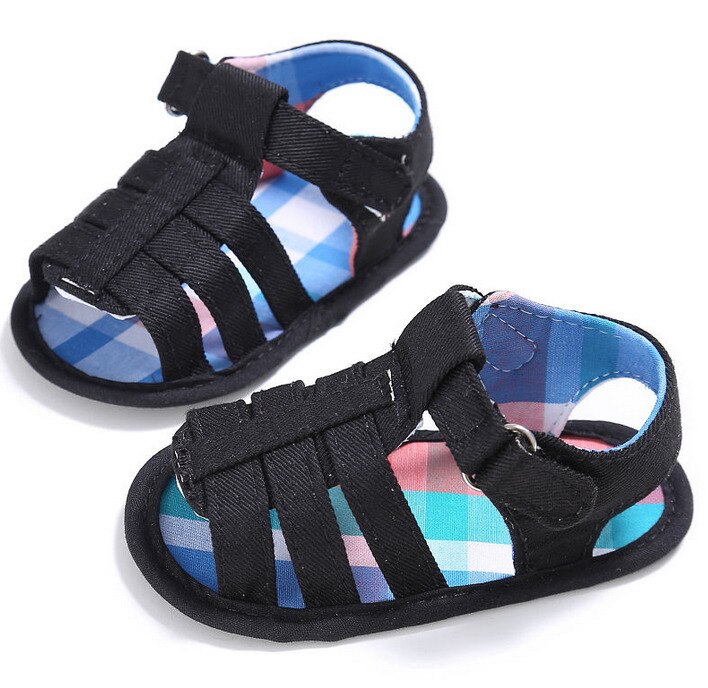 0-18M Baby Sandalen Jungen Mädchen Strand Schuhe Sommer Neugeborenen Baby Kleinkinder Hohl Sandalen Prewalker Weiche Sohle Krippe nette Schuhe: Schwarz / 7-12 Monate