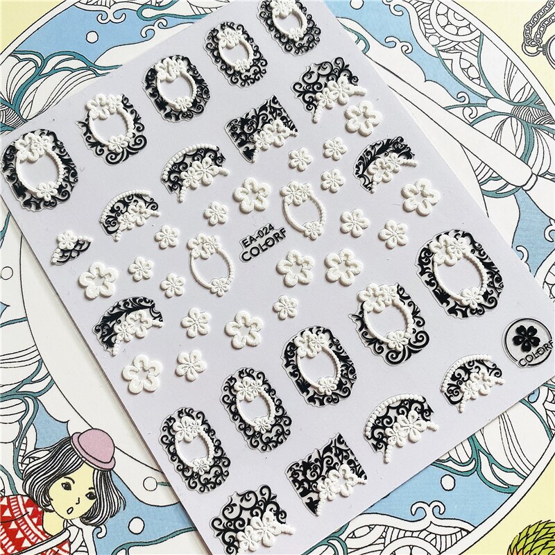 EA-025 EA-024 EA-023 EA-001 coiffeuse Miroir horloge 5D colle Arrière Nail Art Autocollants Curseurs Clou ornement décoration: EA-024