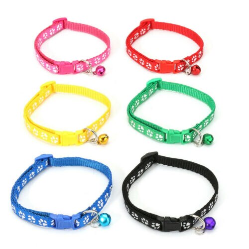 Collar de nailon con hebilla ajustable para mascotas, juego de 12 Uds. De cascabeles sólidos para perros y gatos